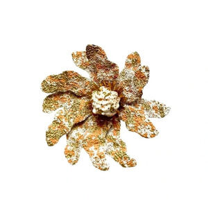 Vintage Coro Signed Layered Retro Mid Century Flower Brooch Pin